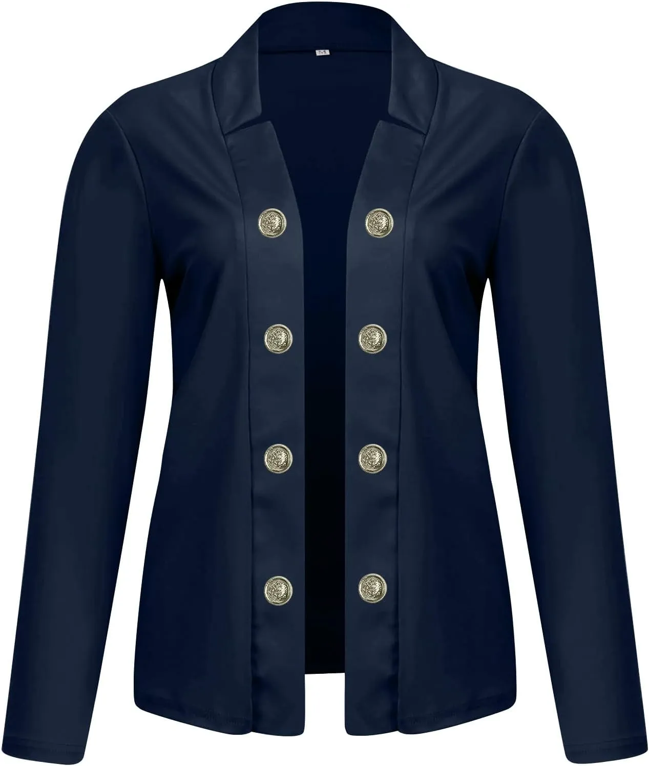 Women's Business Blazers Casual Long Sleeve Office Blazers Trendy Solid Color Gold Button Open Front Suit Jackets