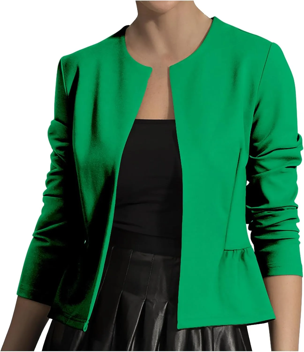 Women's Casual Blazer Trendy Casual Cropped Long Sleeve Blazer Jackets Elegant Open Front Work Office Cardigan