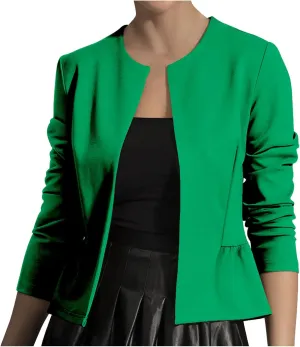 Women's Casual Blazer Trendy Casual Cropped Long Sleeve Blazer Jackets Elegant Open Front Work Office Cardigan
