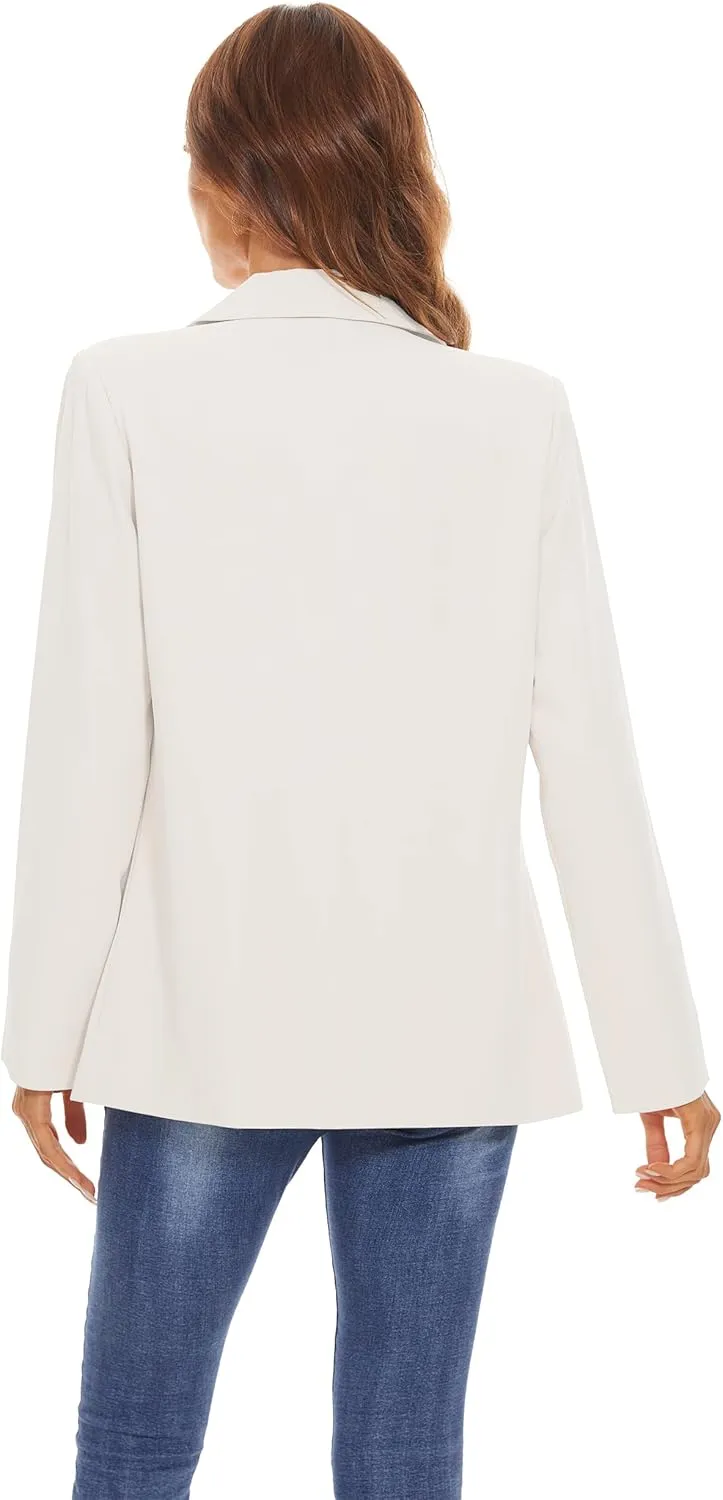 Women's Casual Blazers Long Sleeve Open Front Lapel Collar Work Office Blazers Jacket with Pockets