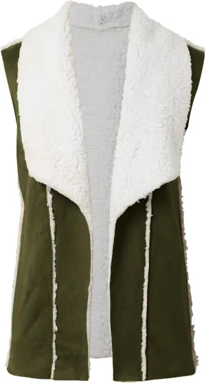 Women's Casual Open Front Lapel Sleeveless Fleece Vest Jacket Coat Loose Fit Fashion Trench Quilted Coats for Women