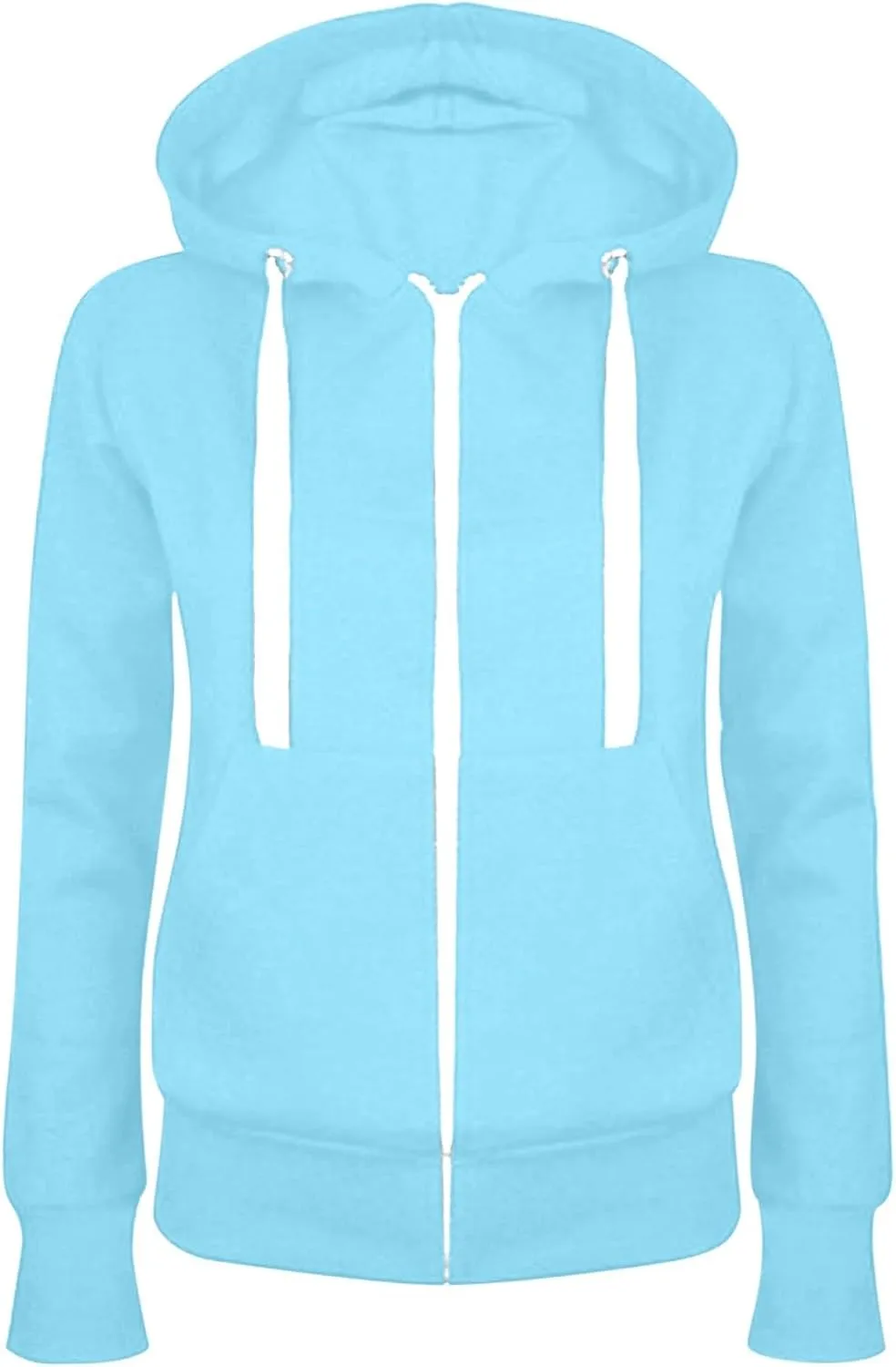 Women's Casual Zip-up Hoodie Basic Lightweight Long Sleeve Hooded Jackets Loose Fit Zipper Drawstring Sweatshirts