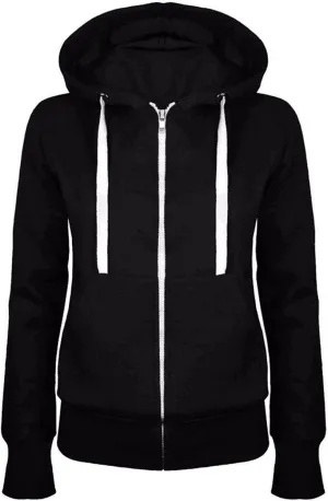 Women's Casual Zip-up Hoodie Basic Lightweight Long Sleeve Hooded Jackets Loose Fit Zipper Drawstring Sweatshirts