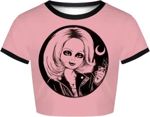 Womens Crop Tops Summer Casual Short Sleeve Goth Halloween Print Cropped T Shirts