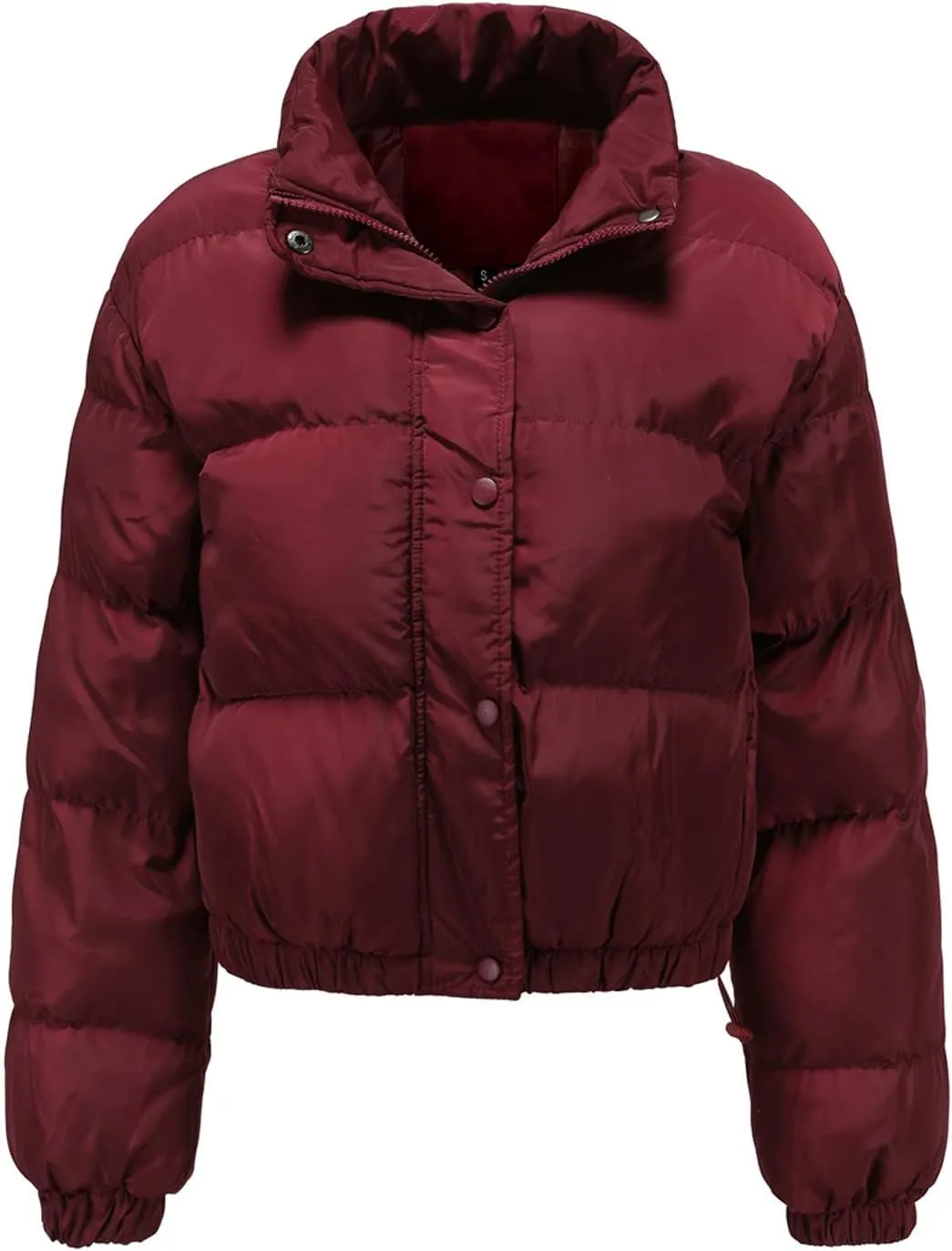 Womens Cropped Puffer Jacket Zip Up Winter Short Quilted Jackets Sherpa Lined Warm Bubble Coat with Faux Fur Hood