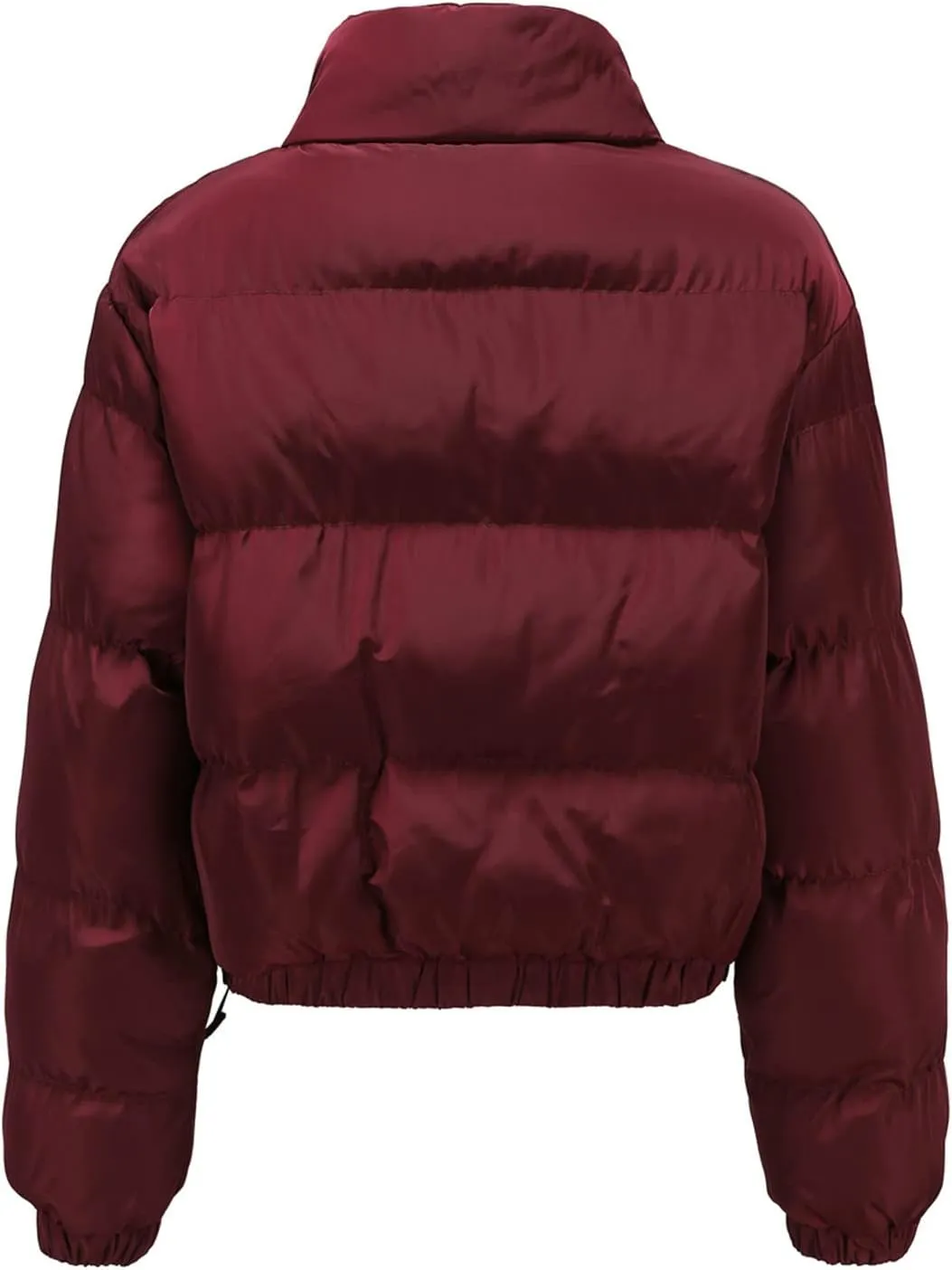 Womens Cropped Puffer Jacket Zip Up Winter Short Quilted Jackets Sherpa Lined Warm Bubble Coat with Faux Fur Hood