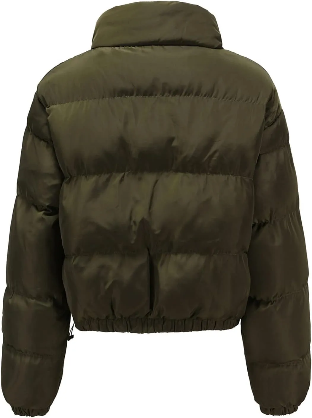 Womens Cropped Puffer Jacket Zip Up Winter Short Quilted Jackets Sherpa Lined Warm Bubble Coat with Faux Fur Hood