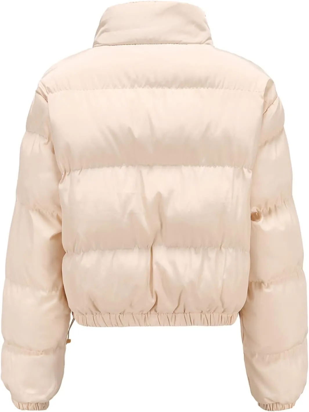 Womens Cropped Puffer Jacket Zip Up Winter Short Quilted Jackets Sherpa Lined Warm Bubble Coat with Faux Fur Hood