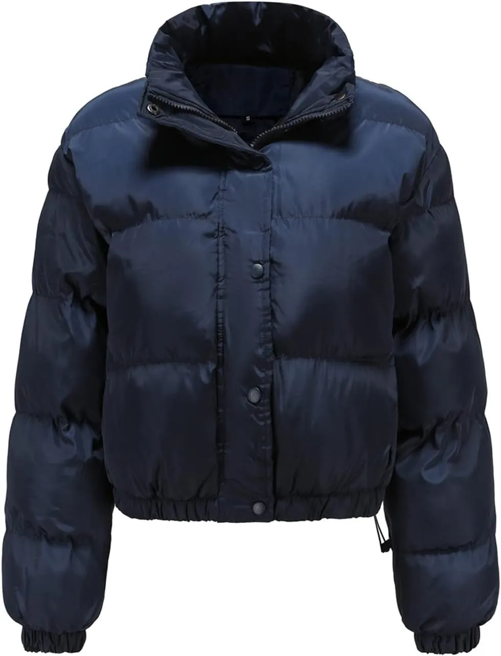 Womens Cropped Puffer Jacket Zip Up Winter Short Quilted Jackets Sherpa Lined Warm Bubble Coat with Faux Fur Hood