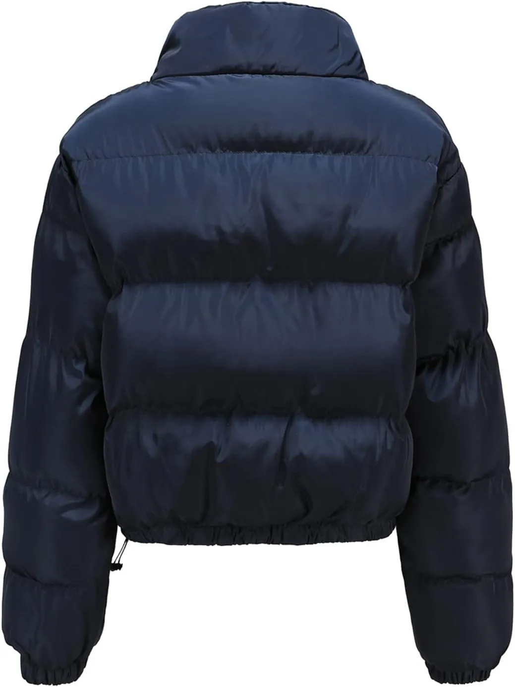 Womens Cropped Puffer Jacket Zip Up Winter Short Quilted Jackets Sherpa Lined Warm Bubble Coat with Faux Fur Hood