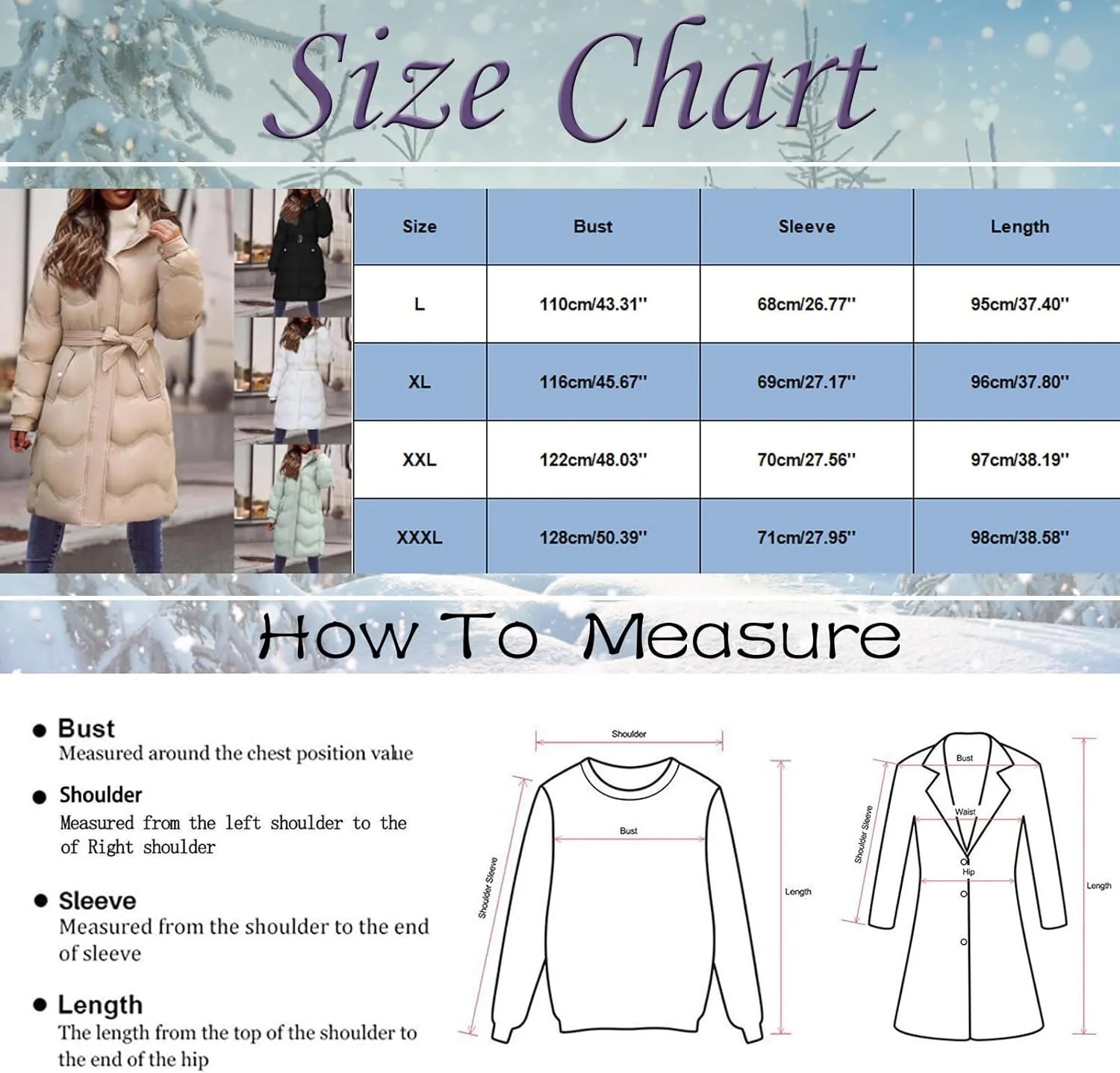 Women's Down Jacket Thickened Knee-Length Quilted Puffer Jackets Padded Warm Winter Coat Hoodies Outerwear Pockets