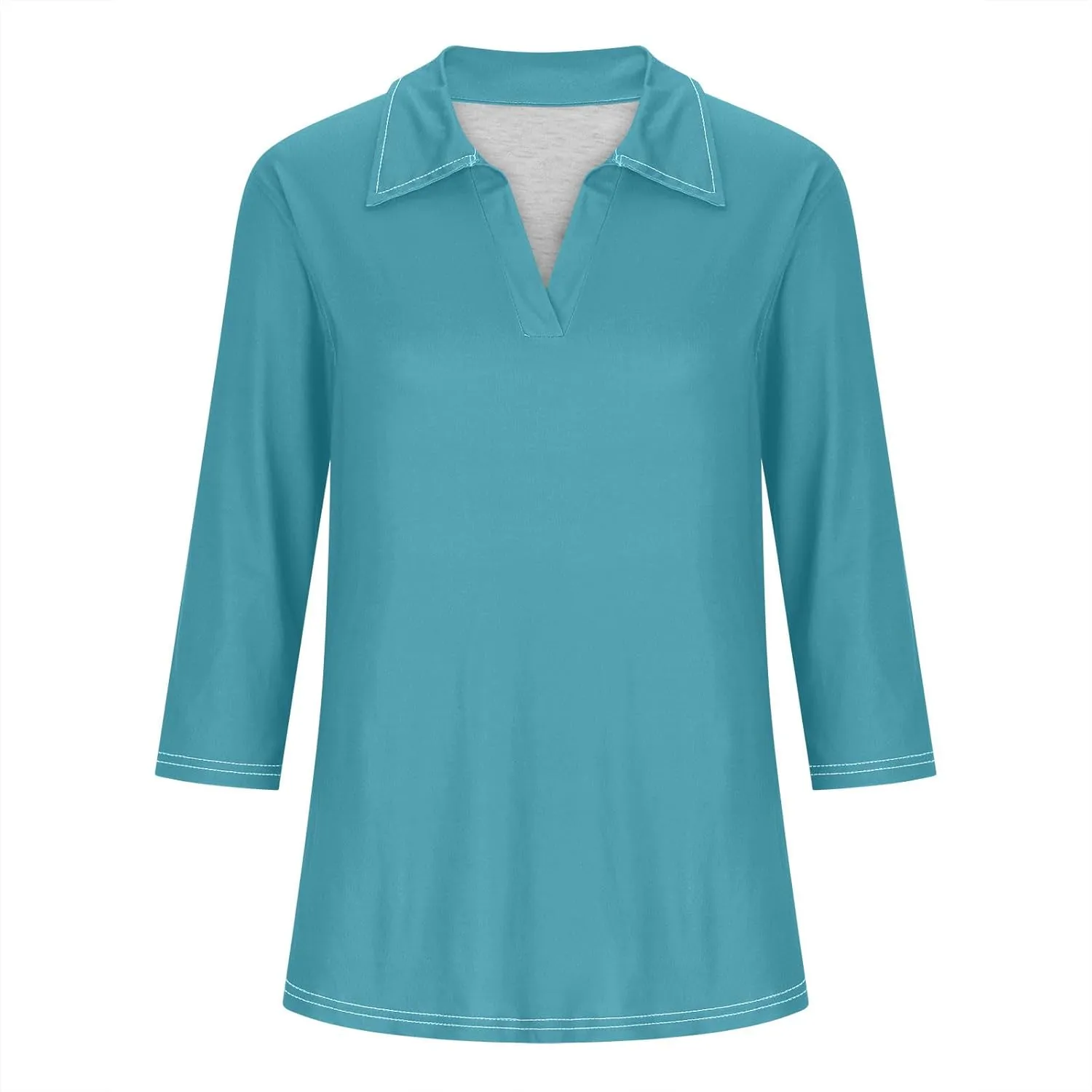 Womens Golf Shirts 1/2 Or 3/4 Length Sleeve Collared Tops Business Casual Summer Loose Blouse Lapel Tshirts Cute Tees