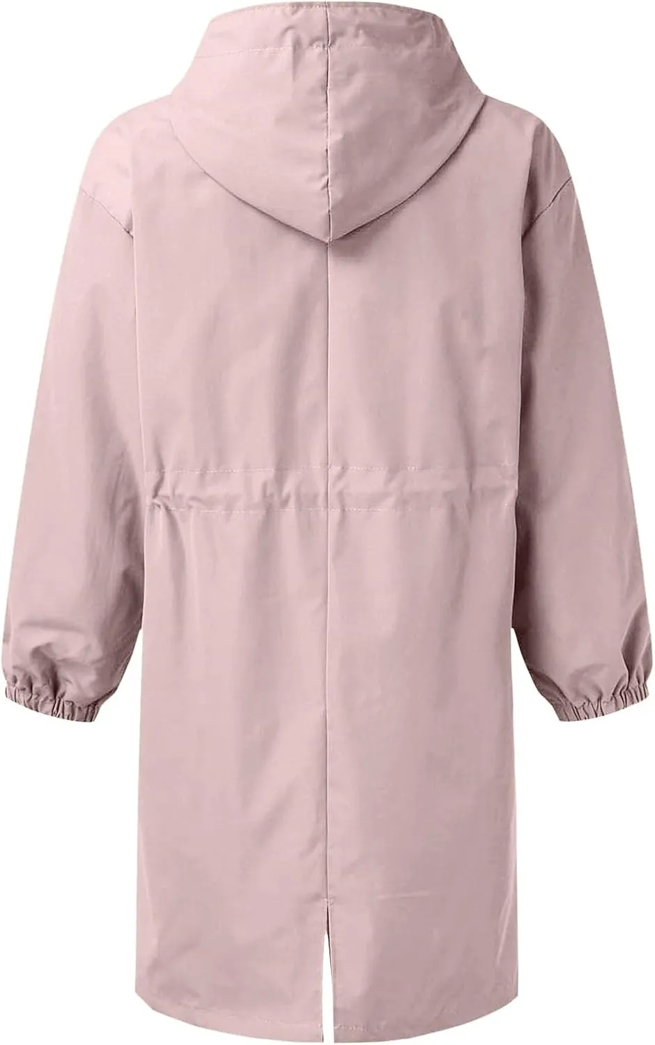 Womens Hooded Trench Coat Winter Lightweight Waterproof Rain Jacket Outdoor Button Down Oversized Windbreaker Outwear