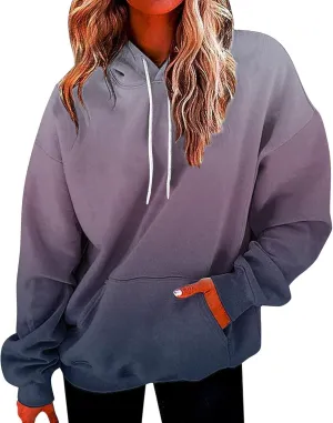 Womens Hoodies Fall Winter Drop Shoulder Drawstring Casual Sweatshirts with Pocket Pullover