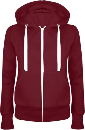 Womens Lightweight Hoodie Fall Casual Drawstring Zip Up Pockets Hooded Jackets Solid Color Basic Cotton Sweatshirts