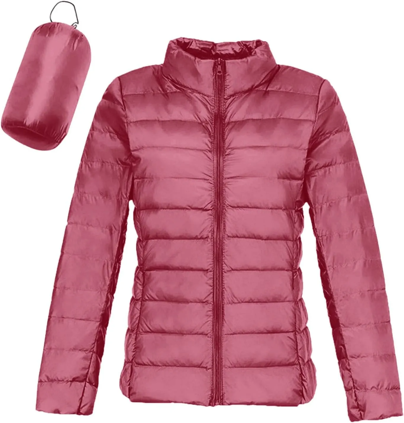 Womens Lightweight Jackets Waterproof Packable Down Jacket Winter Full Zip Hooded Puffer Casual Coat with Pockets