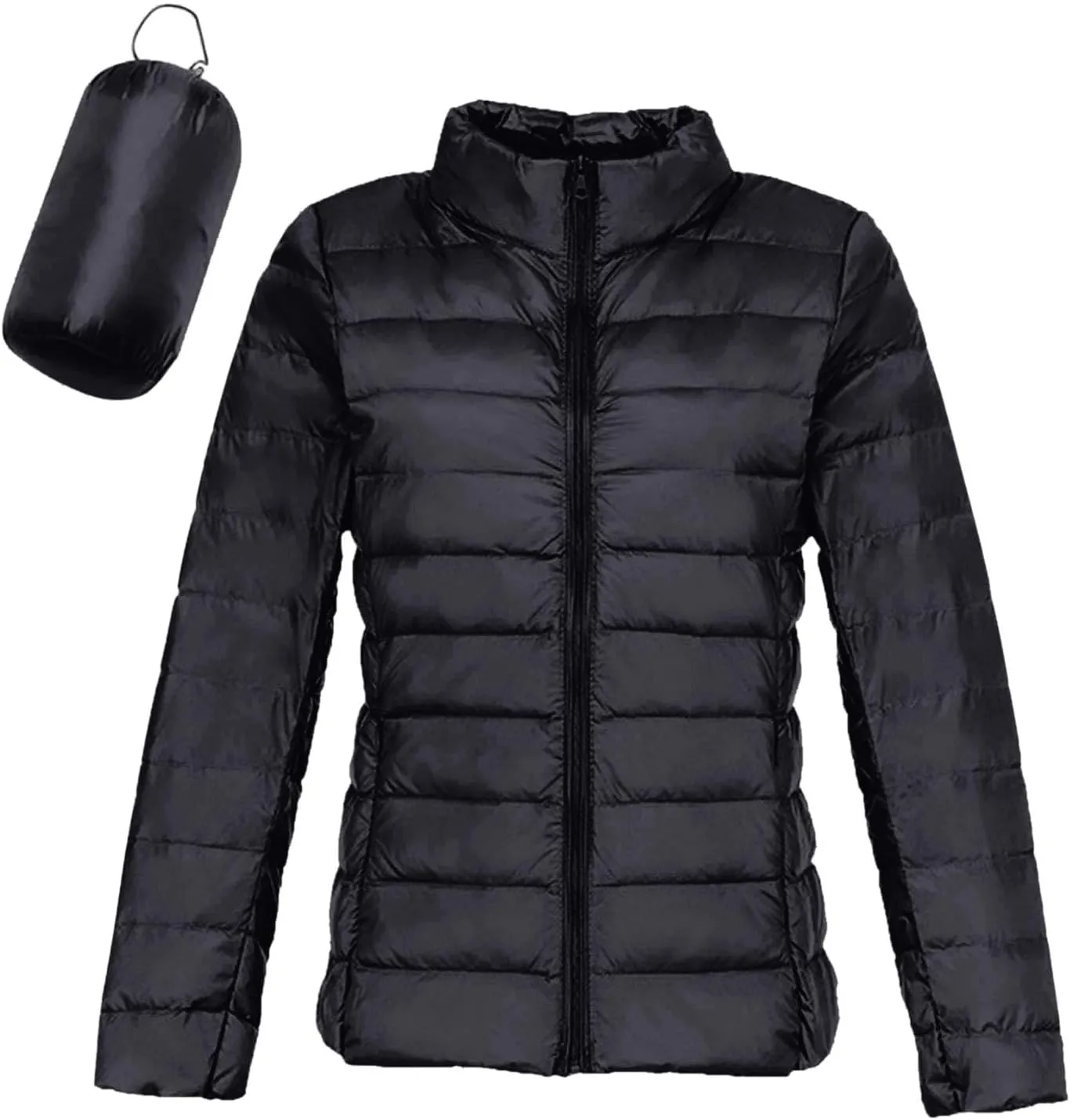 Womens Lightweight Jackets Waterproof Packable Down Jacket Winter Full Zip Hooded Puffer Casual Coat with Pockets