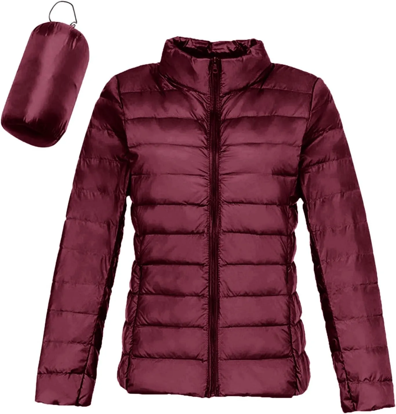 Womens Lightweight Jackets Waterproof Packable Down Jacket Winter Full Zip Hooded Puffer Casual Coat with Pockets