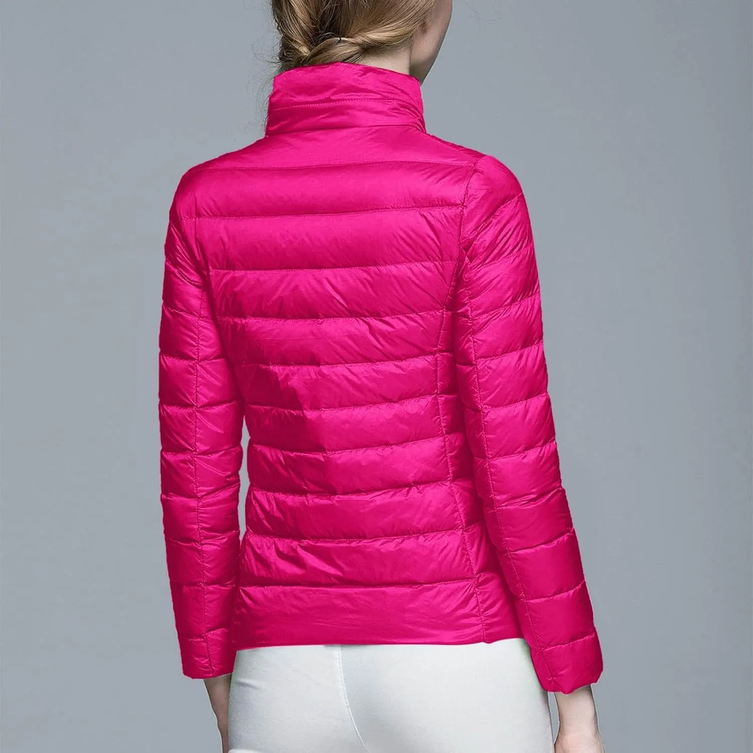 Womens Lightweight Jackets Waterproof Packable Down Jacket Winter Full Zip Hooded Puffer Casual Coat with Pockets