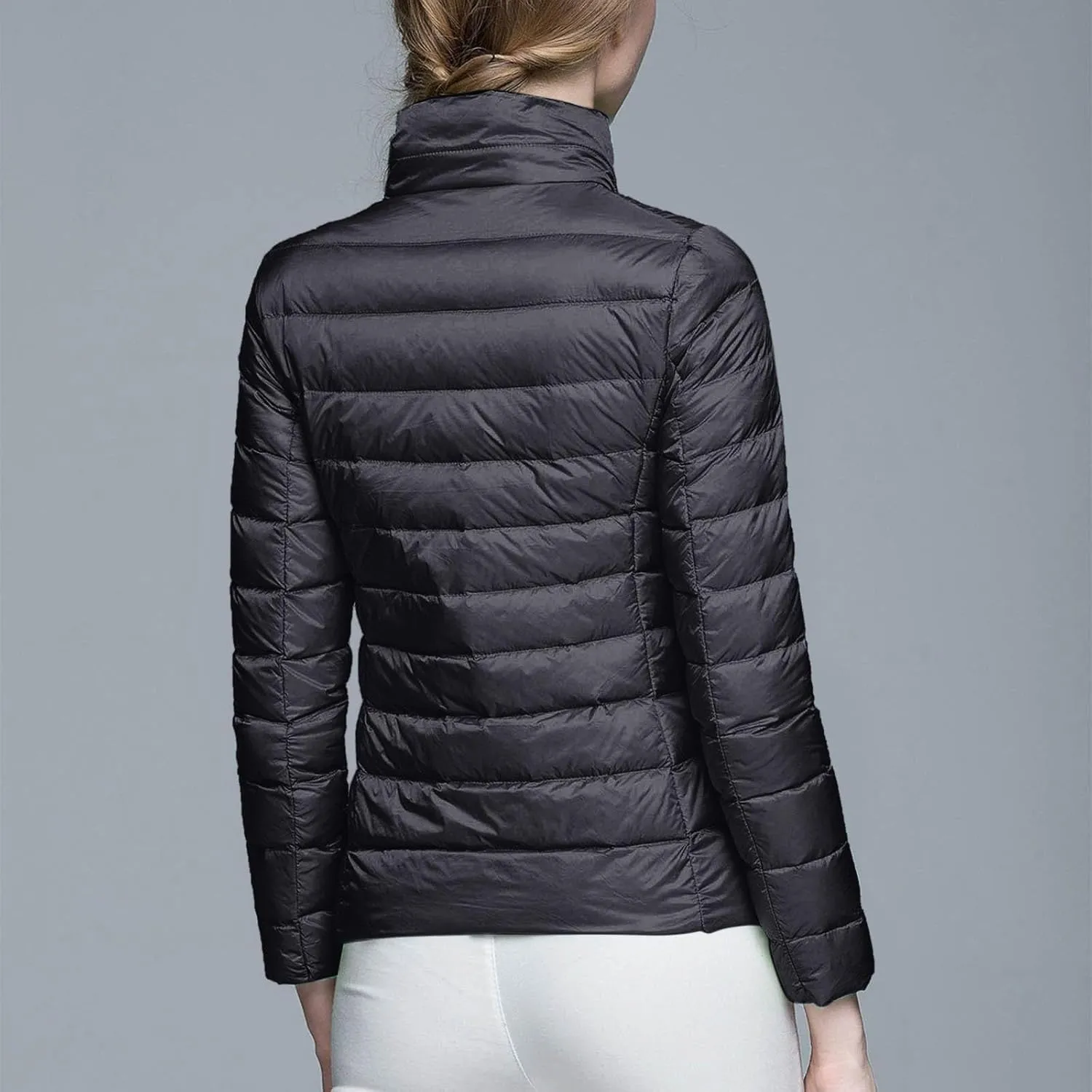 Womens Lightweight Jackets Waterproof Packable Down Jacket Winter Full Zip Hooded Puffer Casual Coat with Pockets