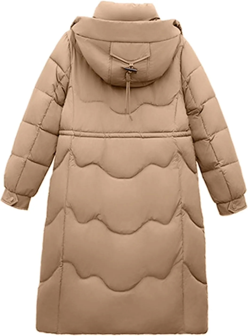 Women's Long Puffer Coats Detachable Hooded Full Zip Down Jackets Parkas Slim Fitted Warm Winter Coat Trendy Overcoat