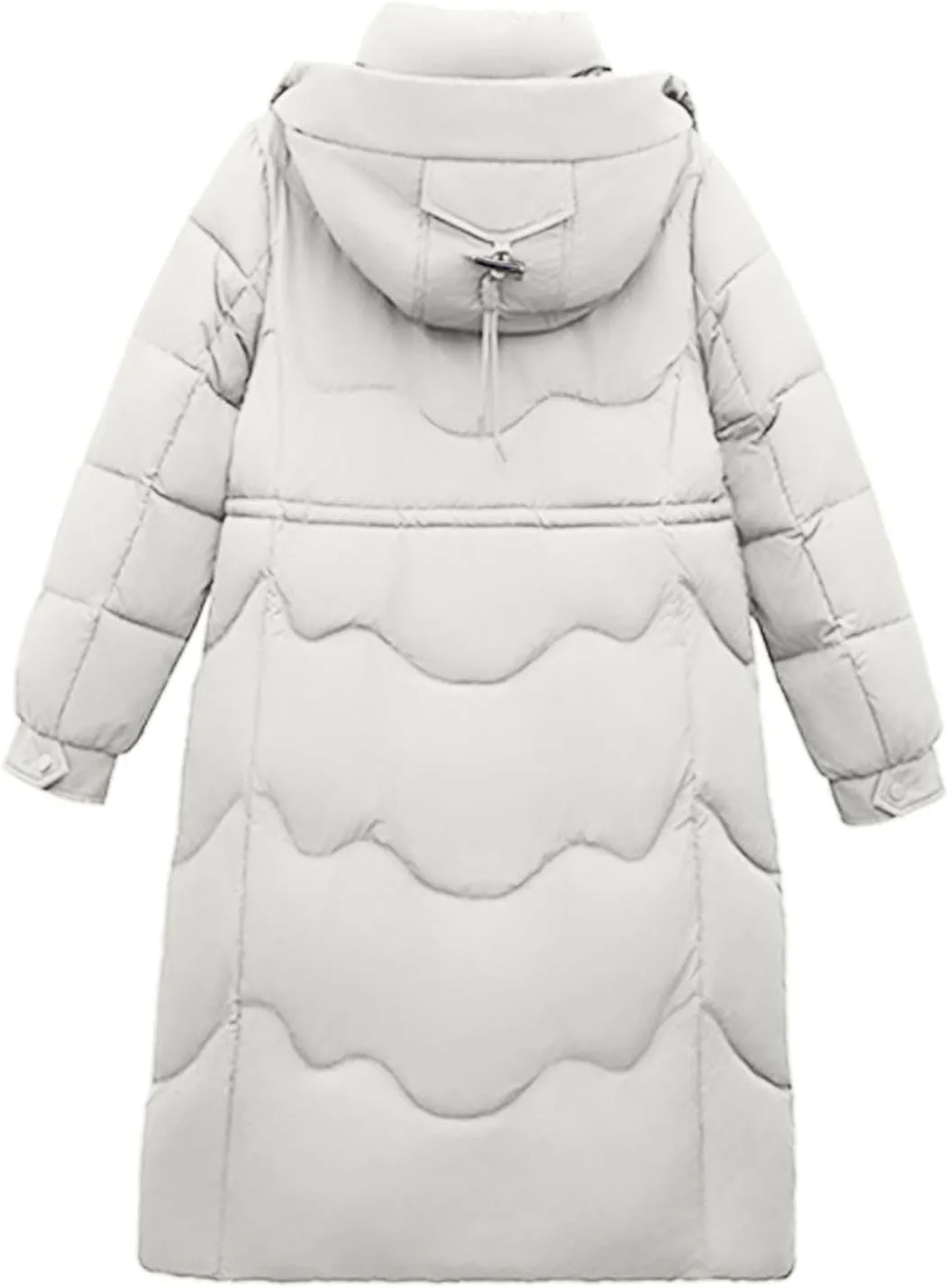 Women's Long Puffer Coats Detachable Hooded Full Zip Down Jackets Parkas Slim Fitted Warm Winter Coat Trendy Overcoat