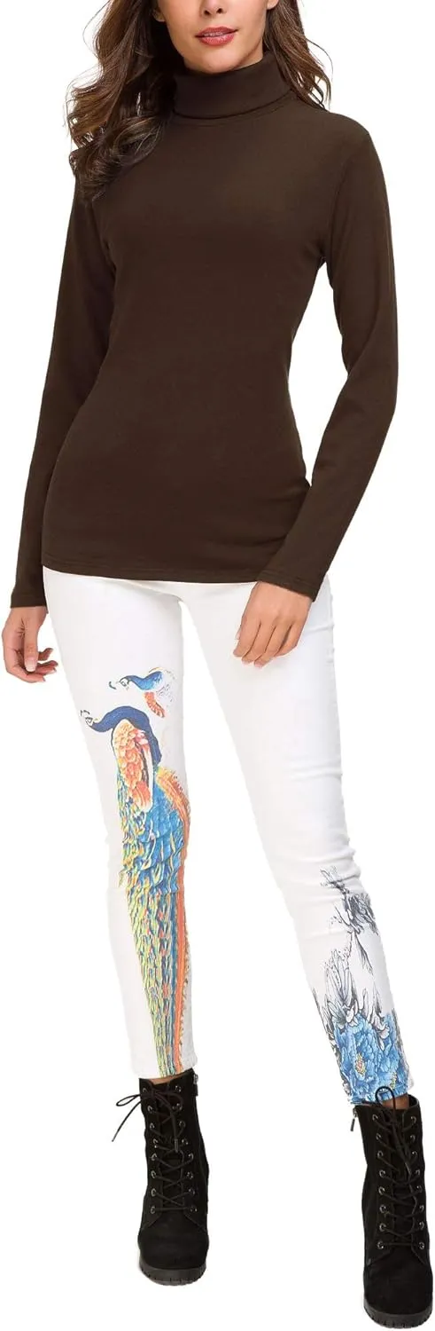 Women's Long Sleeve Turtleneck Sweater Slim Fitted Knitted Pullover Sweater Tops