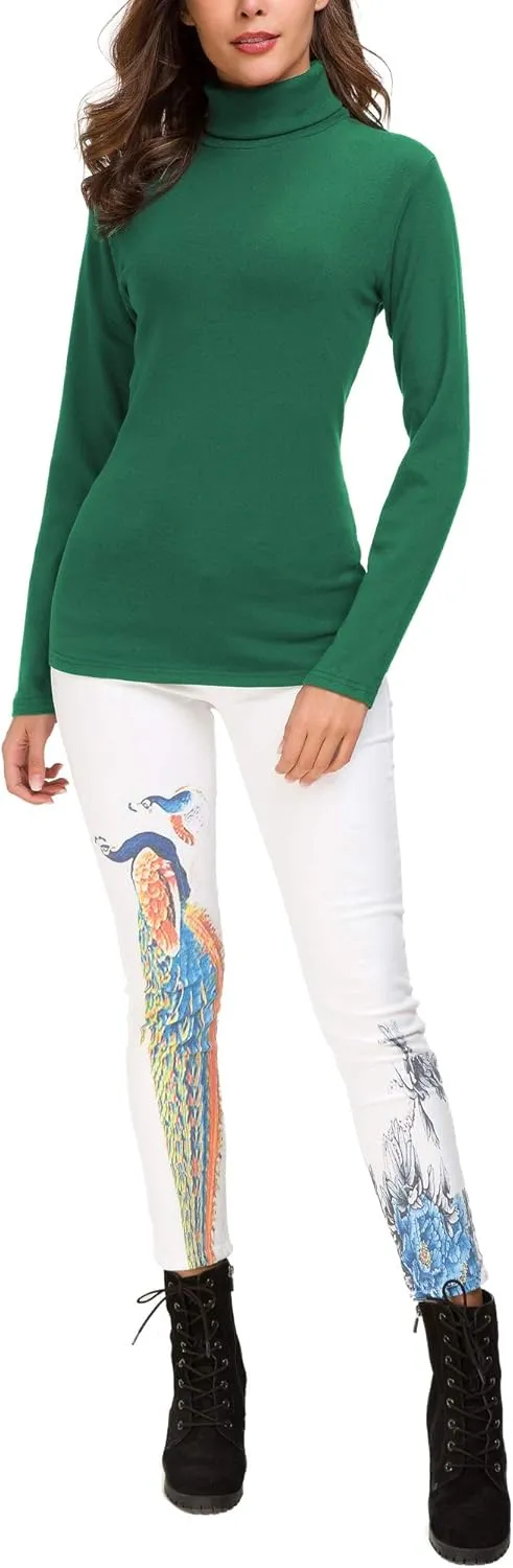 Women's Long Sleeve Turtleneck Sweater Slim Fitted Knitted Pullover Sweater Tops