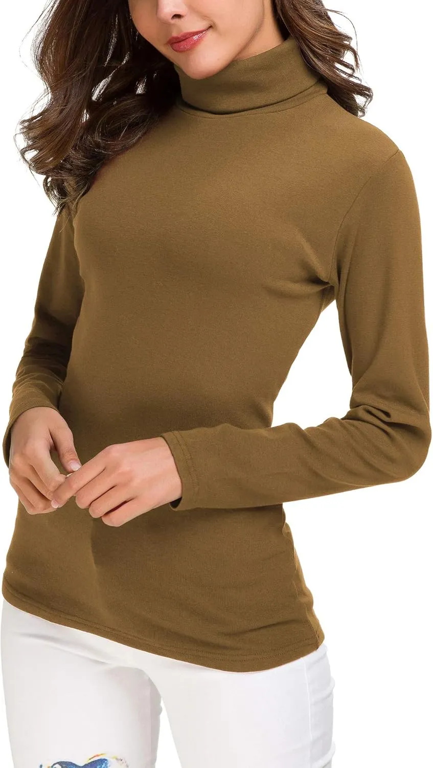 Women's Long Sleeve Turtleneck Sweater Slim Fitted Knitted Pullover Sweater Tops