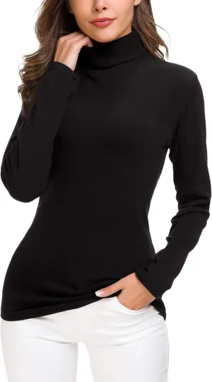 Women's Long Sleeve Turtleneck Sweater Slim Fitted Knitted Pullover Sweater Tops
