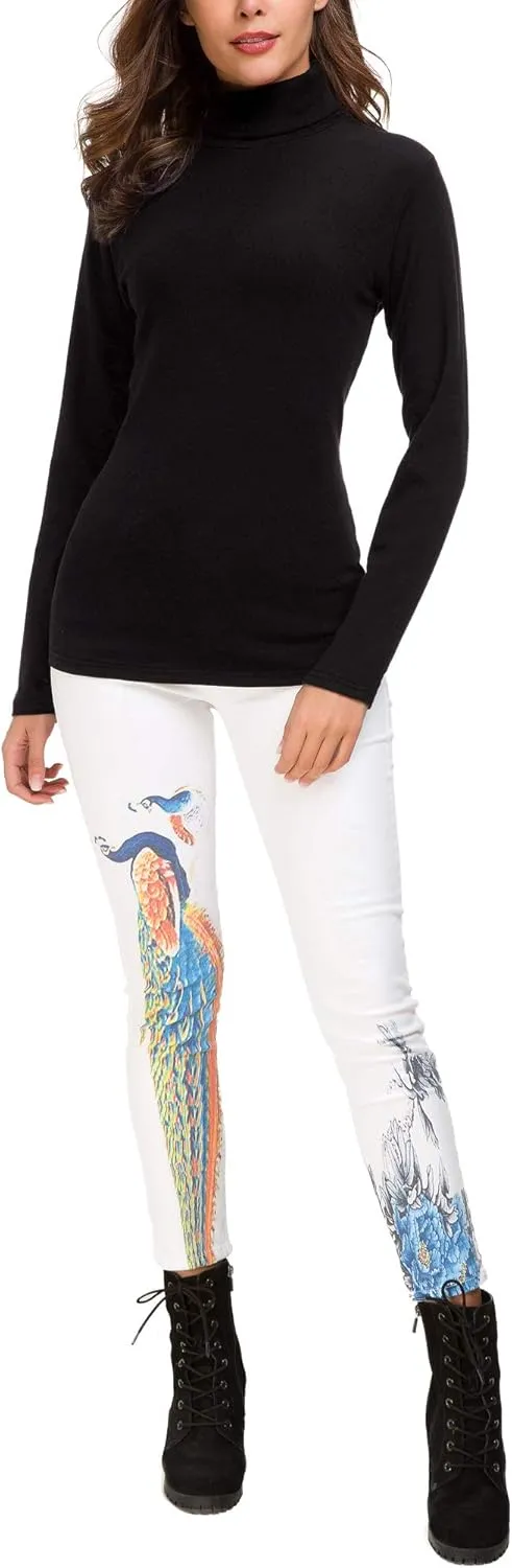 Women's Long Sleeve Turtleneck Sweater Slim Fitted Knitted Pullover Sweater Tops