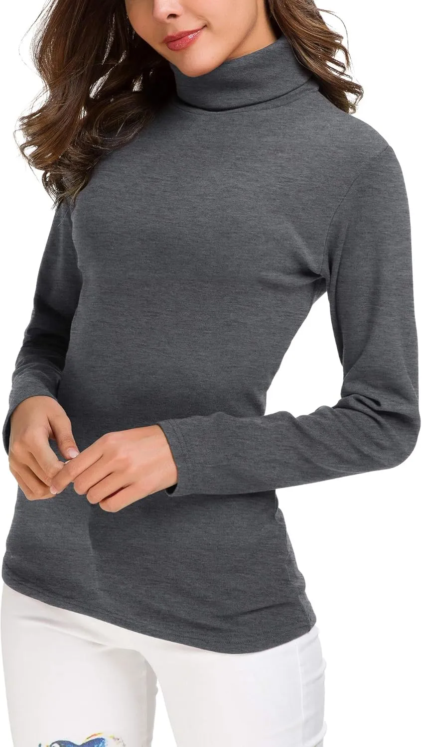 Women's Long Sleeve Turtleneck Sweater Slim Fitted Knitted Pullover Sweater Tops