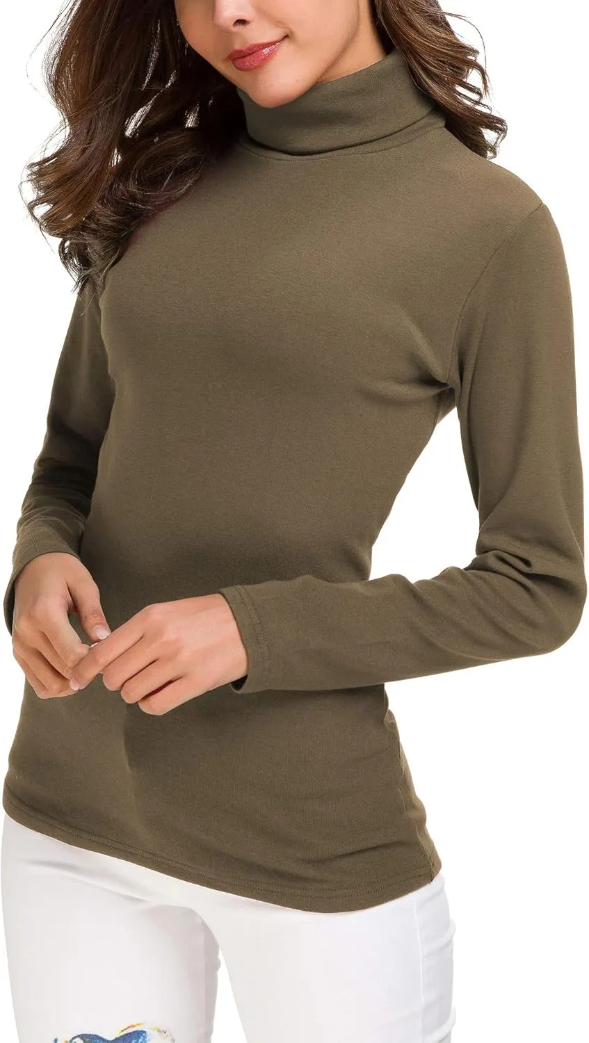 Women's Long Sleeve Turtleneck Sweater Slim Fitted Knitted Pullover Sweater Tops