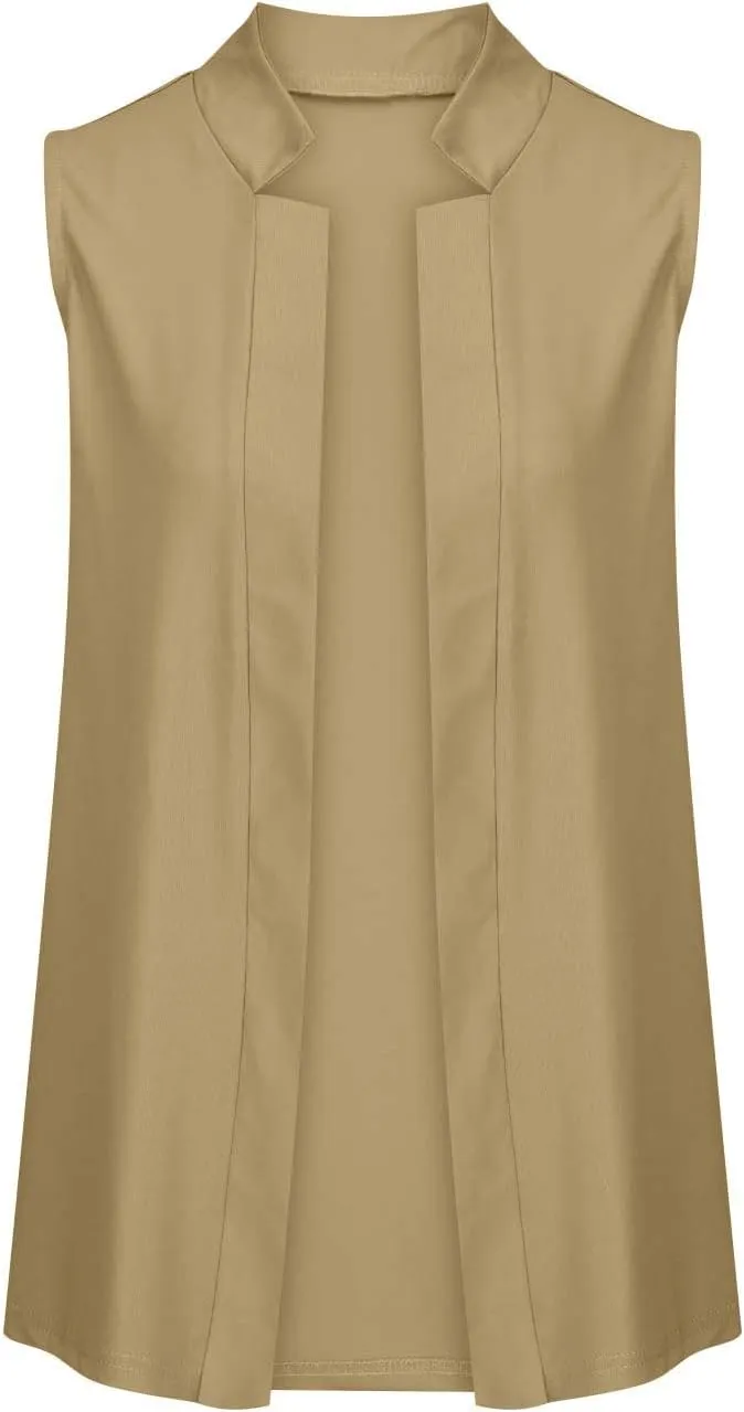 Women's Open Front Sleeveless Casual Solid Vest Blazer Lightweight Jackets Lightweight Collar Vest Work Office Jacket