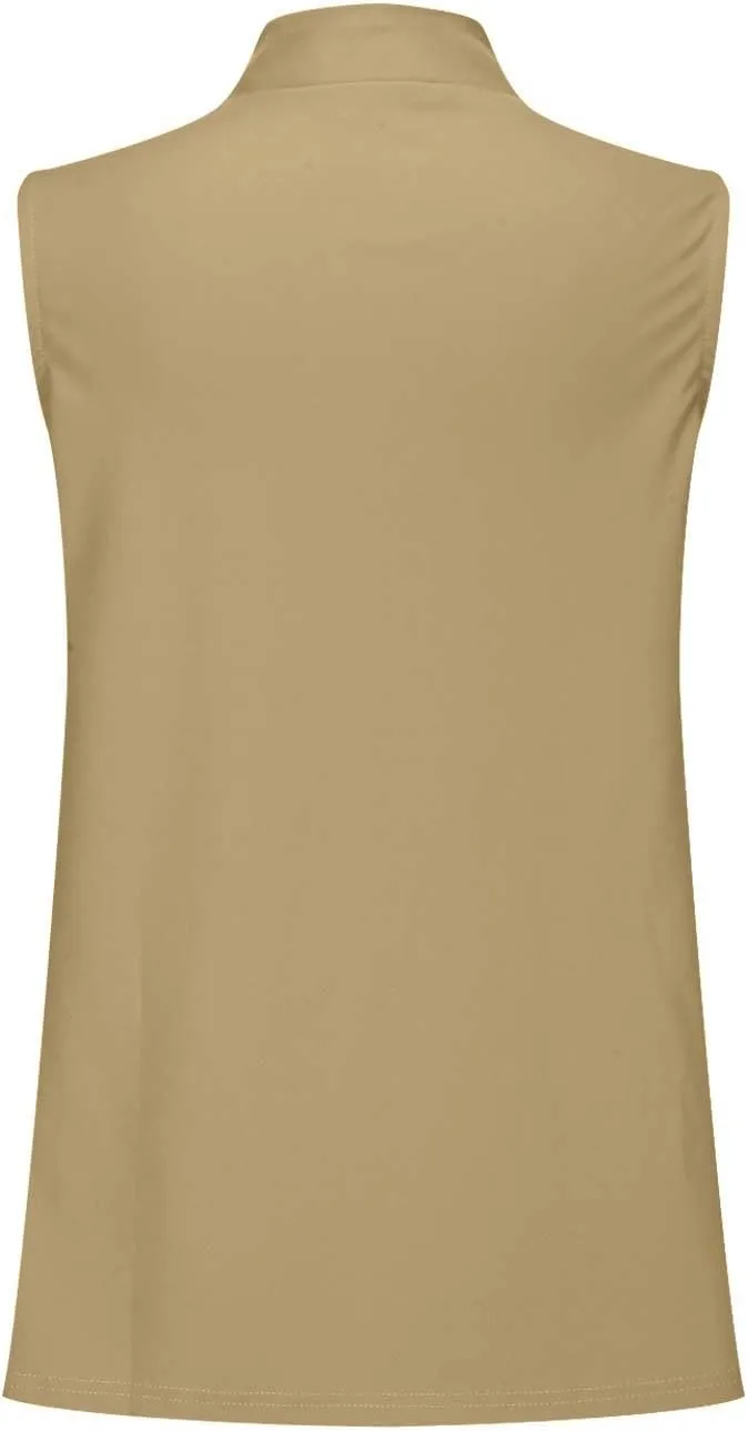 Women's Open Front Sleeveless Casual Solid Vest Blazer Lightweight Jackets Lightweight Collar Vest Work Office Jacket