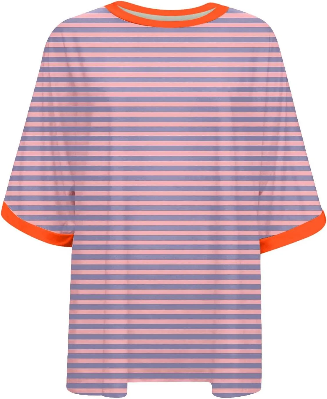 Womens Oversized T Shirts 2025 Trendy Striped Dressy Casual Crewneck Short Half Sleeve Colorblock Cute Summer Tops