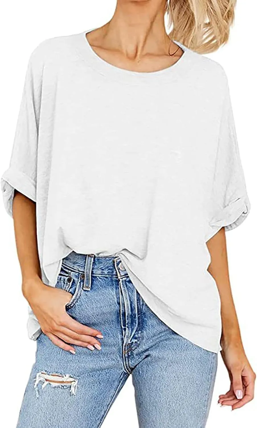 Women's Oversized T Shirts Short Sleeve Crewneck Summer Tops Casual Loose Basic Tee Shirts 2024 Trendy Clothes