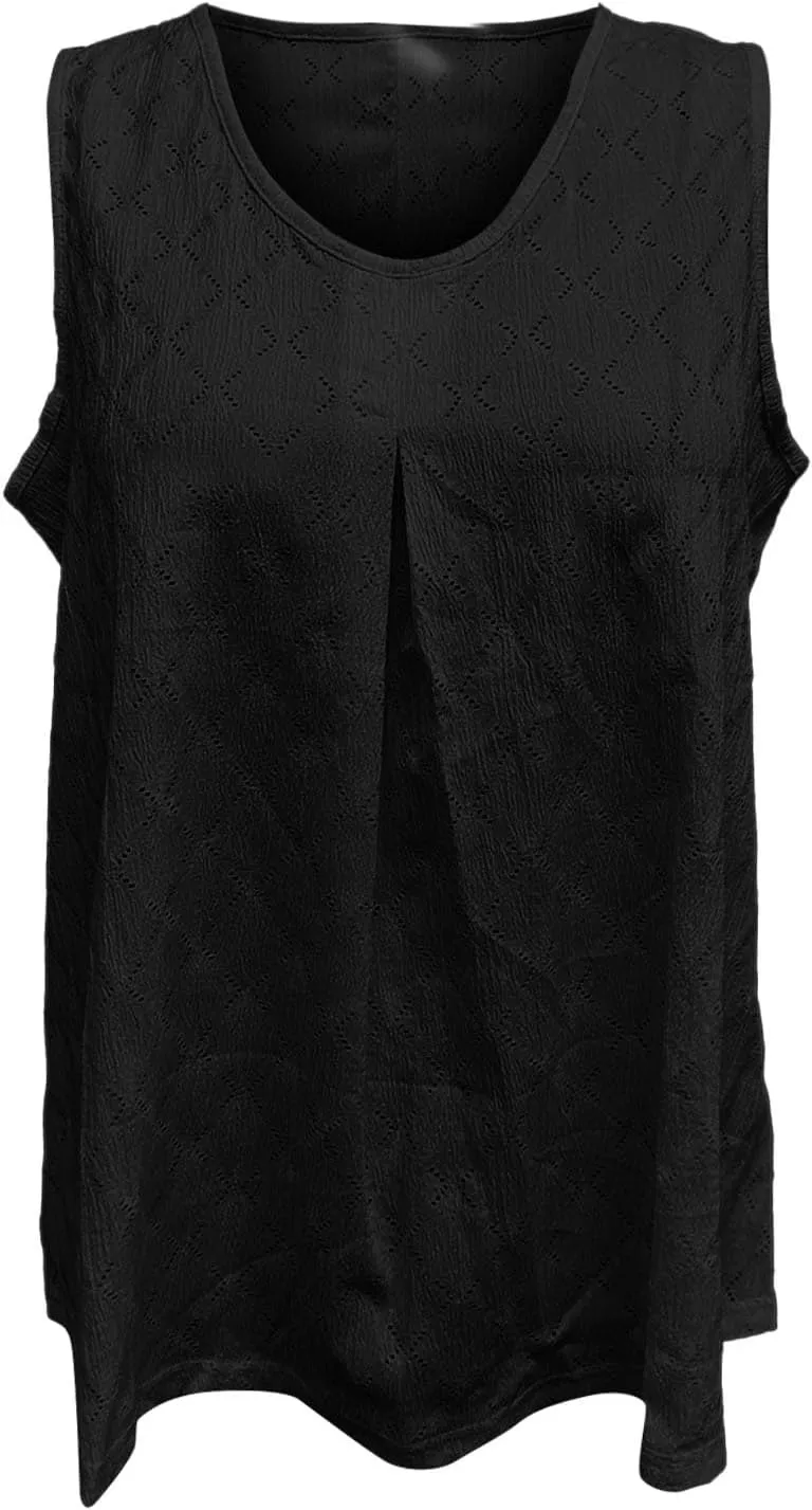 Womens Plus Size Tank Tops Sleeveless Eyelet Embroidery Scoop Neck Loose Fit Casual Summer Flowy Camisoles