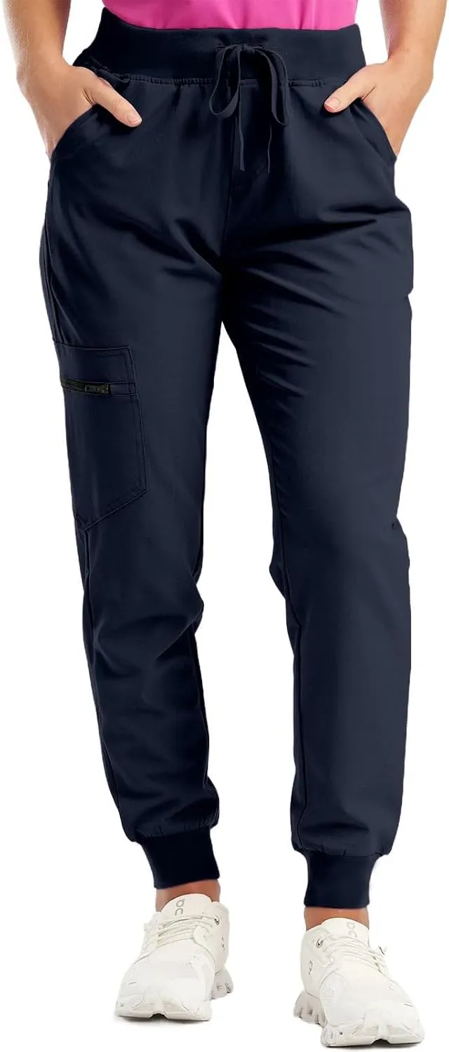 Womens Scrub Pants - Soft Stretch Yoga Style with Pockets, Slim Drawstring Jogger Scrubs