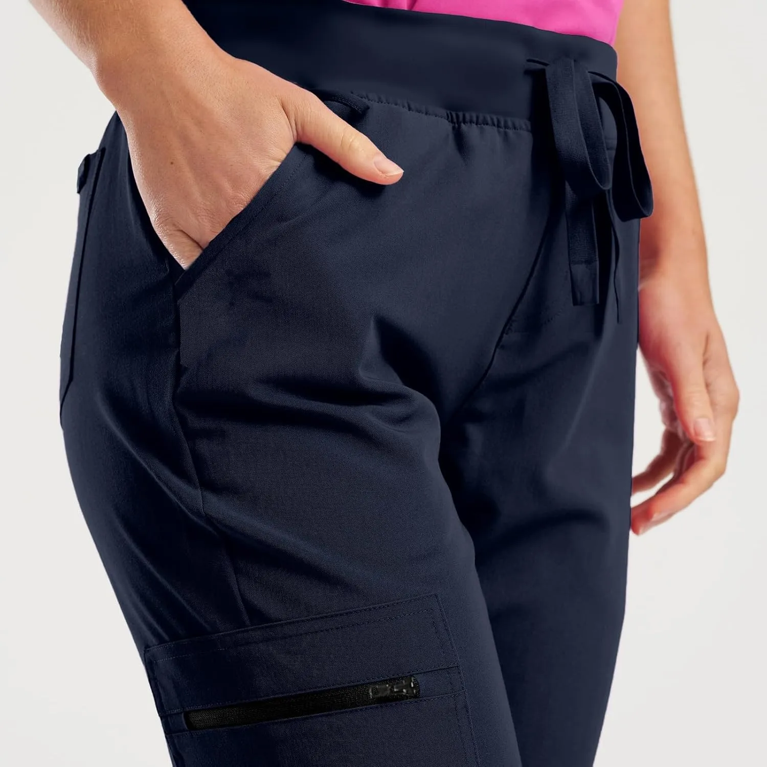 Womens Scrub Pants - Soft Stretch Yoga Style with Pockets, Slim Drawstring Jogger Scrubs