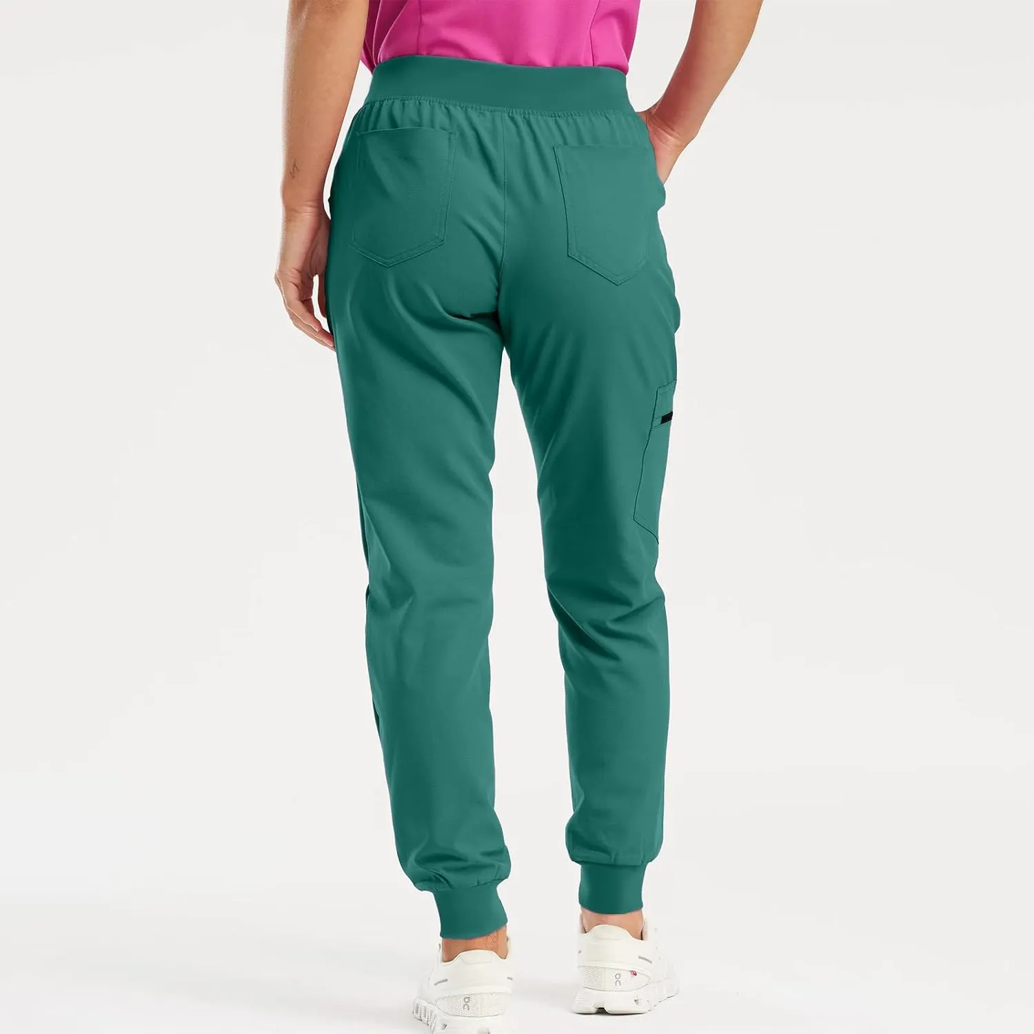 Womens Scrub Pants - Soft Stretch Yoga Style with Pockets, Slim Drawstring Jogger Scrubs
