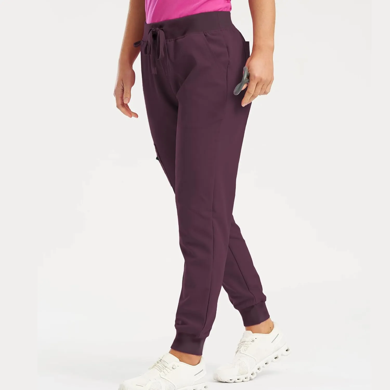 Womens Scrub Pants - Soft Stretch Yoga Style with Pockets, Slim Drawstring Jogger Scrubs