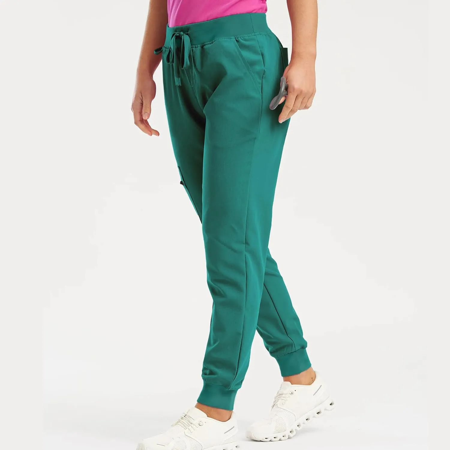 Womens Scrub Pants - Soft Stretch Yoga Style with Pockets, Slim Drawstring Jogger Scrubs