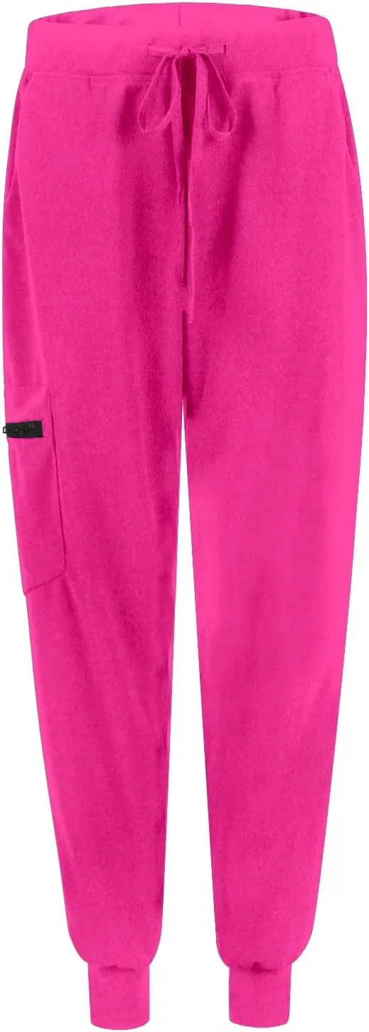 Womens Scrub Pants - Soft Stretch Yoga Style with Pockets, Slim Drawstring Jogger Scrubs