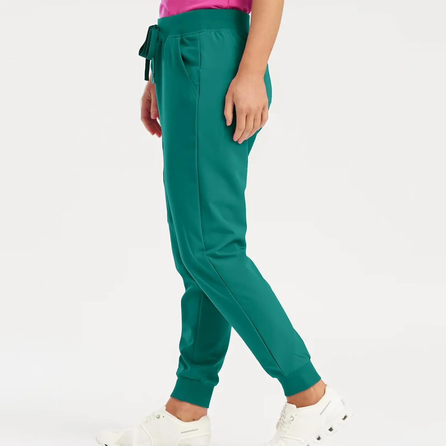 Womens Scrub Pants - Soft Stretch Yoga Style with Pockets, Slim Drawstring Jogger Scrubs