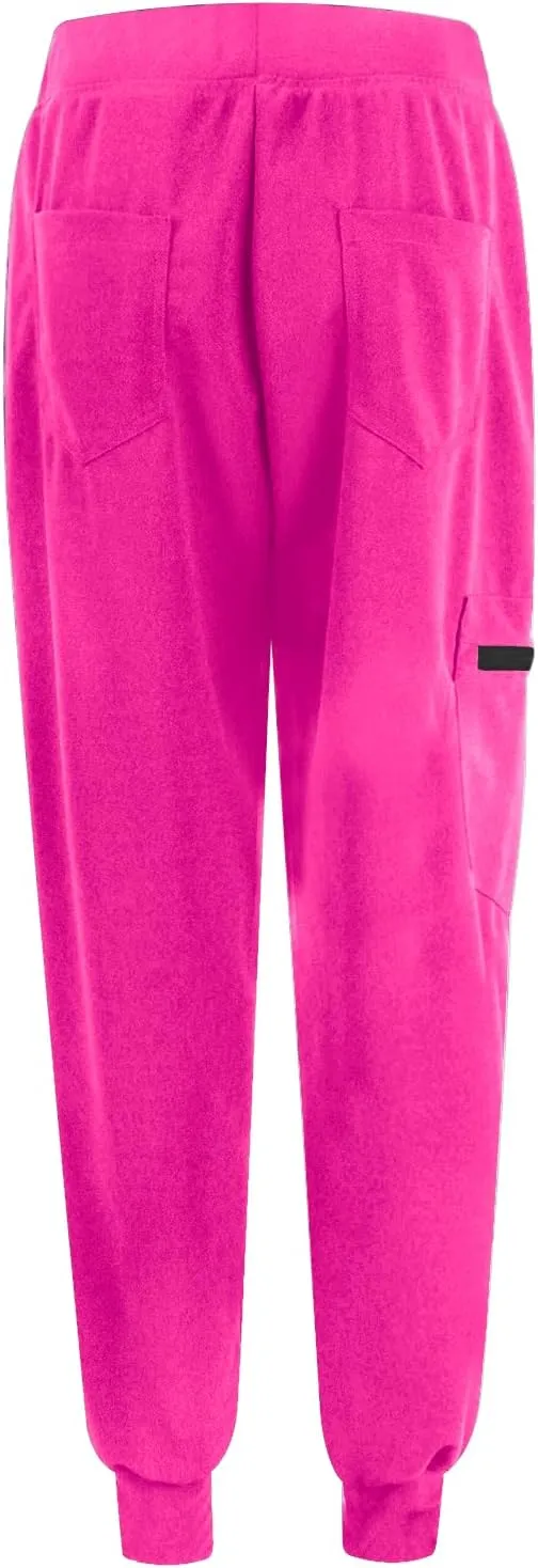 Womens Scrub Pants - Soft Stretch Yoga Style with Pockets, Slim Drawstring Jogger Scrubs