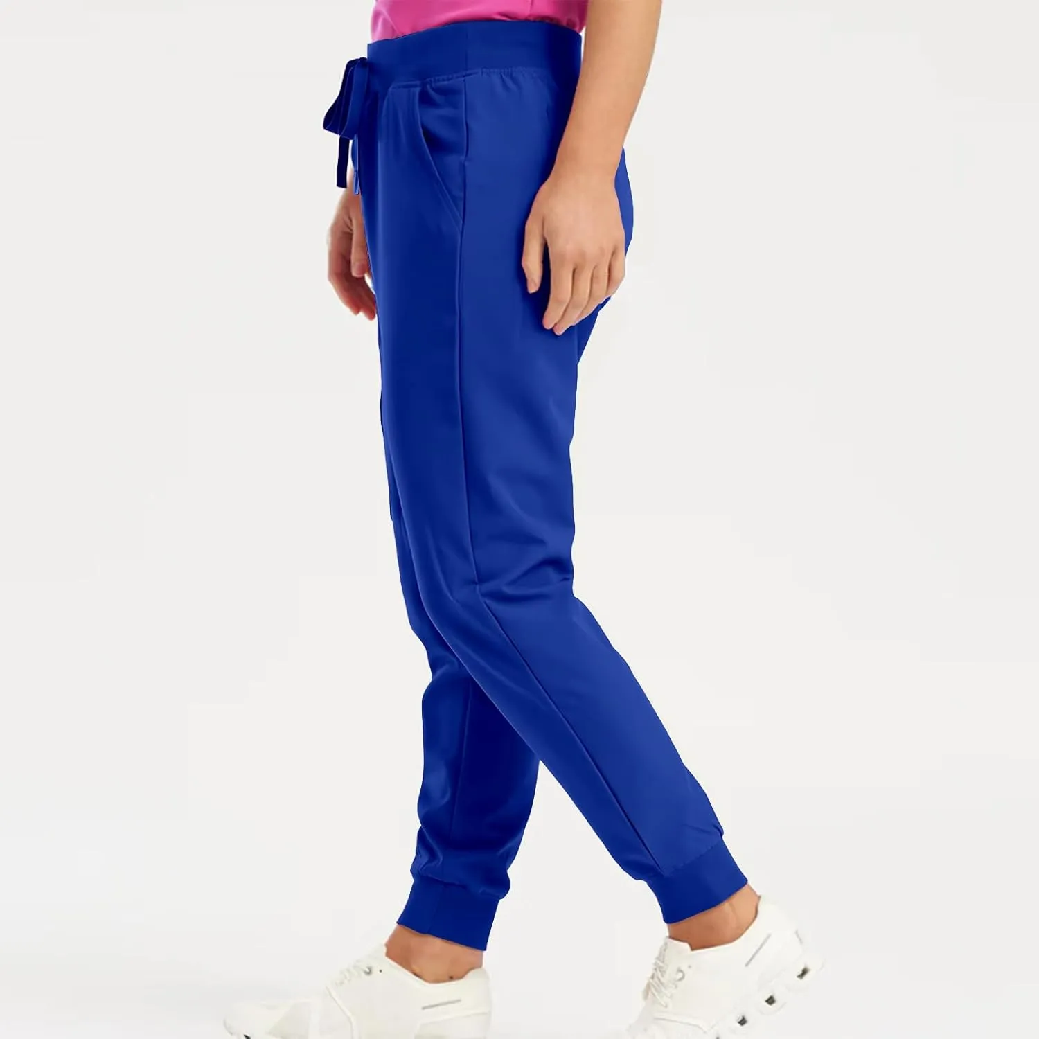 Womens Scrub Pants - Soft Stretch Yoga Style with Pockets, Slim Drawstring Jogger Scrubs