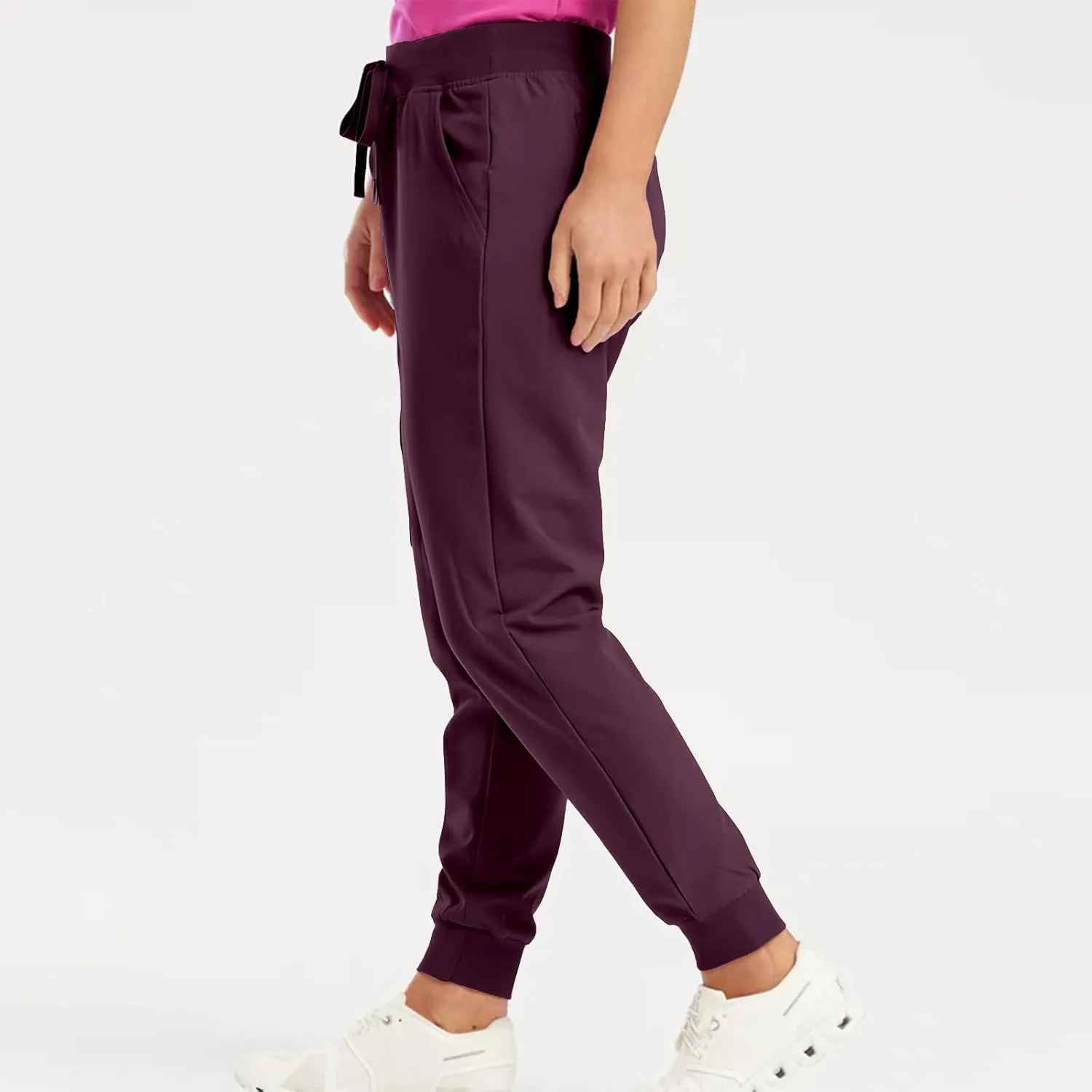 Womens Scrub Pants - Soft Stretch Yoga Style with Pockets, Slim Drawstring Jogger Scrubs