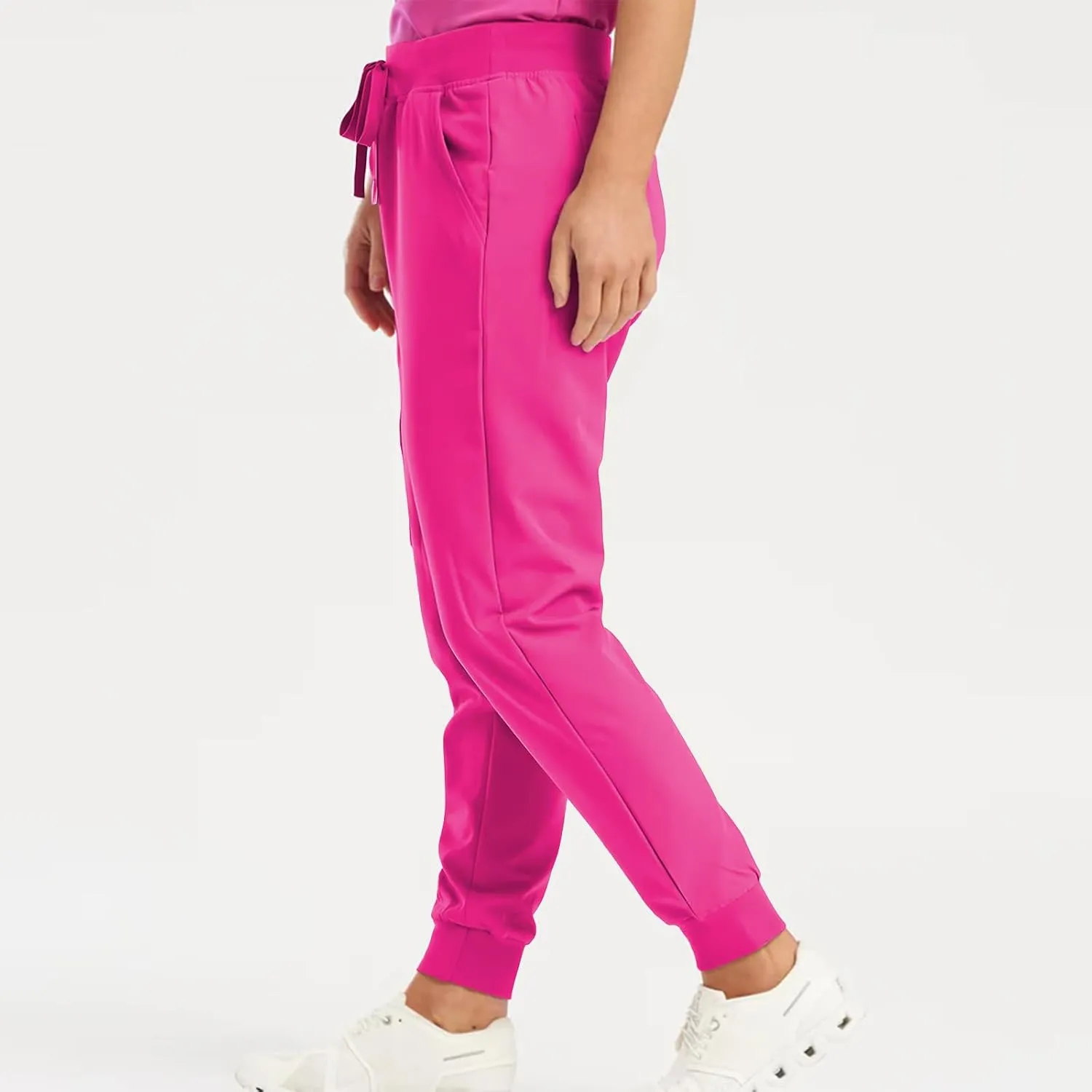 Womens Scrub Pants - Soft Stretch Yoga Style with Pockets, Slim Drawstring Jogger Scrubs