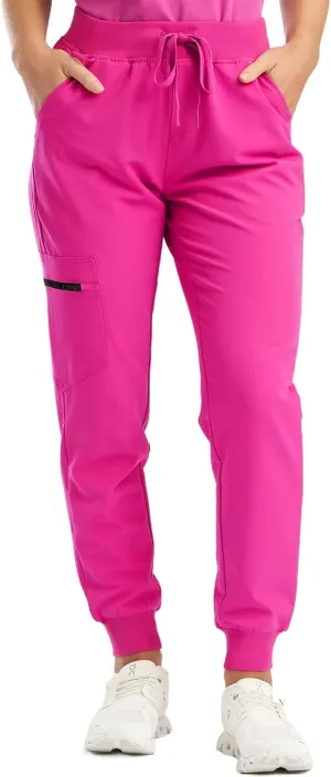 Womens Scrub Pants - Soft Stretch Yoga Style with Pockets, Slim Drawstring Jogger Scrubs